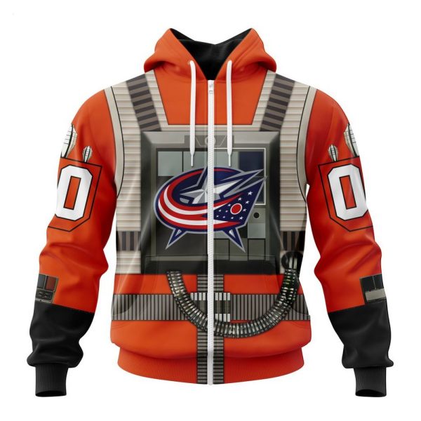 NHL Columbus Blue Jackets Star Wars Rebel Pilot Design Personalized Hoodie