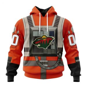 NHL Minnesota Wild Star Wars Rebel Pilot Design Personalized Hoodie