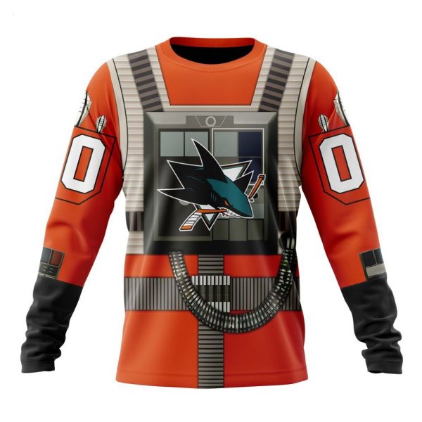 NHL San Jose Sharks Star Wars Rebel Pilot Design Personalized Hoodie