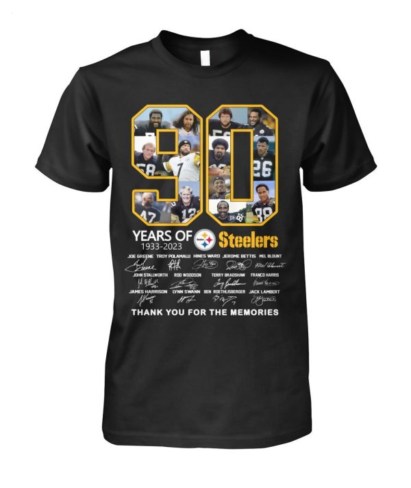 90 Years Of 1933 – 2023 Steelers Thank You For The Memories T-Shirt