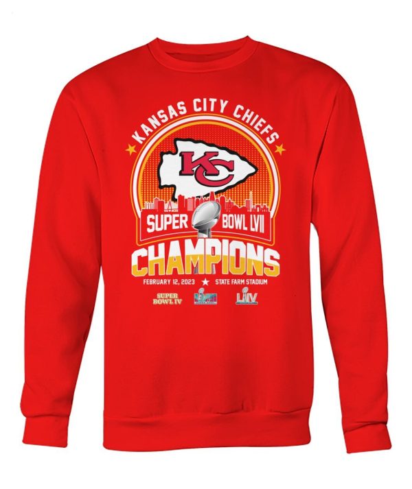 Kansas City Chiefs Super Bowl LVII Champions February 12, 2023 State Farm Stadium T-Shirt