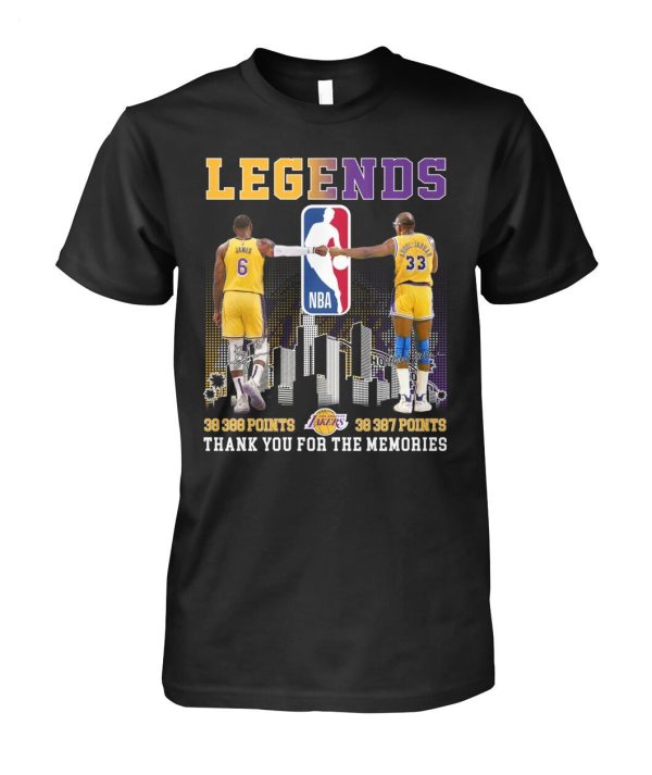 Legends James And Abdul Jabbar Thank You For The Memories T-Shirt