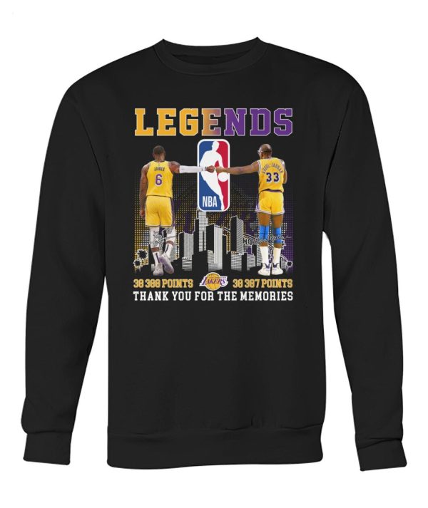 Legends James And Abdul Jabbar Thank You For The Memories T-Shirt