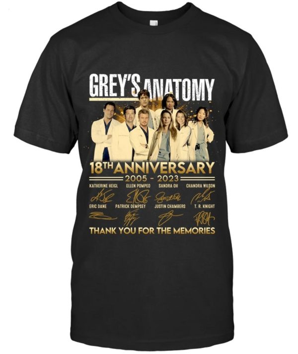 Thank You For The Memories Grey’s Anatomy 18th Anniversary 2005 – 2023 T-Shirt