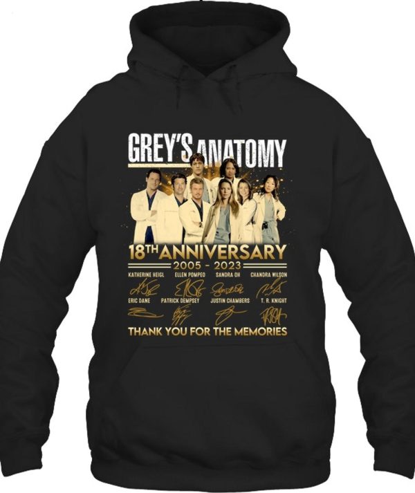 Thank You For The Memories Grey’s Anatomy 18th Anniversary 2005 – 2023 T-Shirt