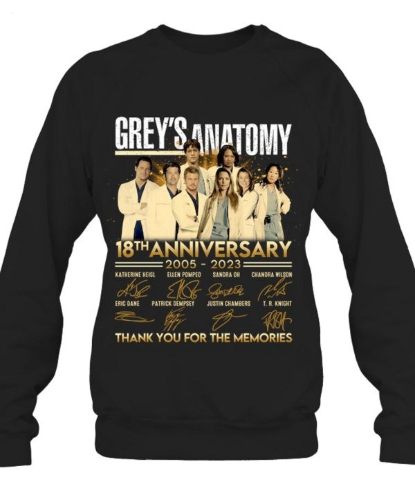 Thank You For The Memories Grey’s Anatomy 18th Anniversary 2005 – 2023 T-Shirt