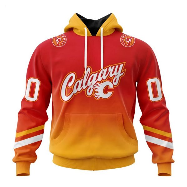 Persionalized NHL Calgary Flames Special Retro Gradient Design Hoodie