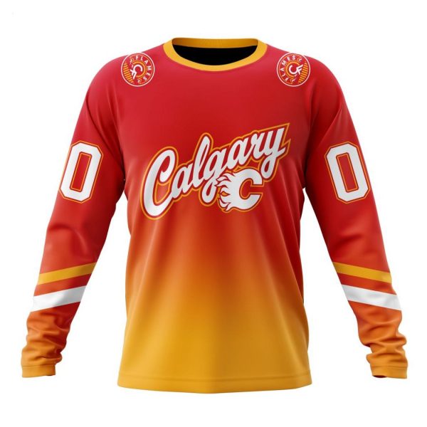 Persionalized NHL Calgary Flames Special Retro Gradient Design Hoodie