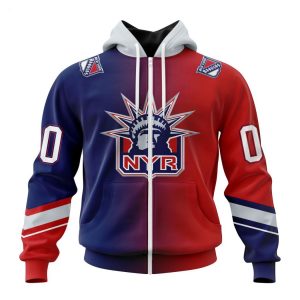 Persionalized NHL New York Rangers Special Retro Gradient Design Hoodie