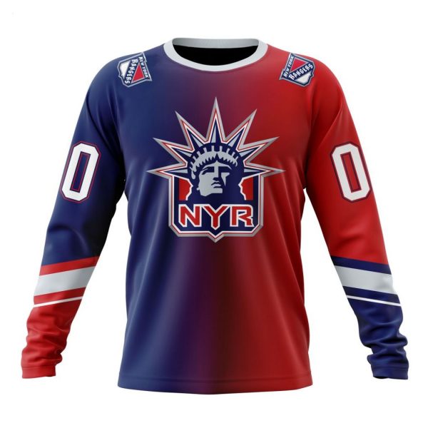 Persionalized NHL New York Rangers Special Retro Gradient Design Hoodie