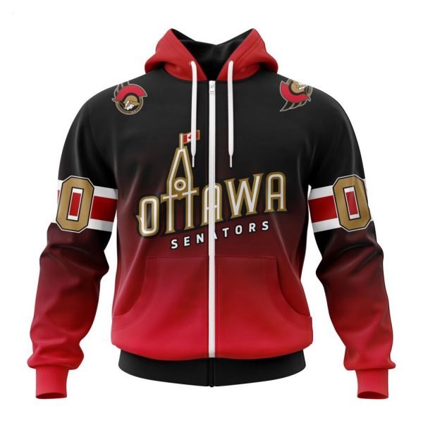 Persionalized NHL Ottawa Senators Special Retro Gradient Design Hoodie