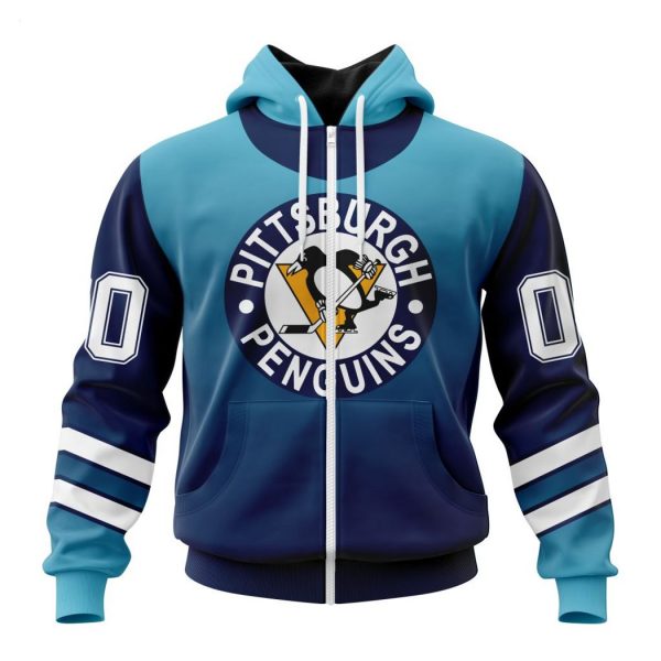 Persionalized NHL Pittsburgh Penguins Special Retro Gradient Design Hoodie