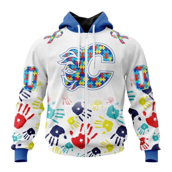 Personalized NHL Calgary Flames Special Autism Awareness Design Hoodie