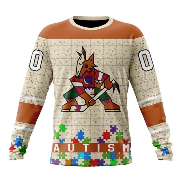 Personalized NHL Arizona Coyotes Specialized Unisex Kits Hockey Fights Against Autism Hoodie