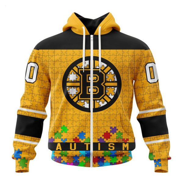 Personalized NHL Boston Bruins Specialized Unisex Kits Hockey Fights Against Autism Hoodie