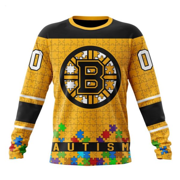 Personalized NHL Boston Bruins Specialized Unisex Kits Hockey Fights Against Autism Hoodie