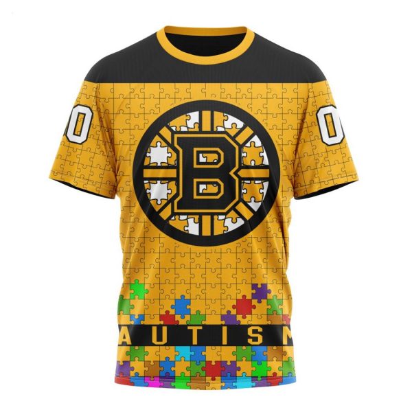 Personalized NHL Boston Bruins Specialized Unisex Kits Hockey Fights Against Autism Hoodie