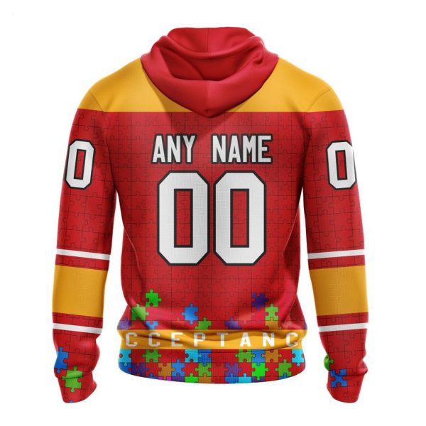 Personalized NHL Calgary Flames Specialized Unisex Kits Hockey Fights Against Autism Hoodie