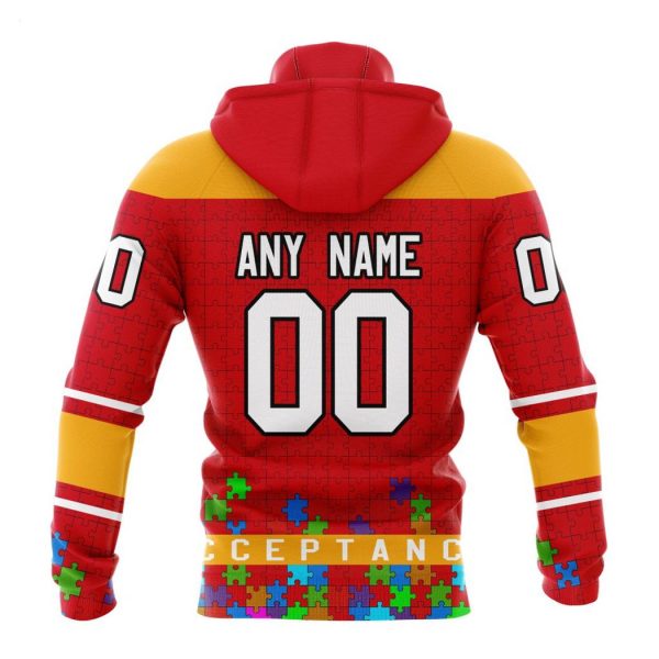 Personalized NHL Calgary Flames Specialized Unisex Kits Hockey Fights Against Autism Hoodie