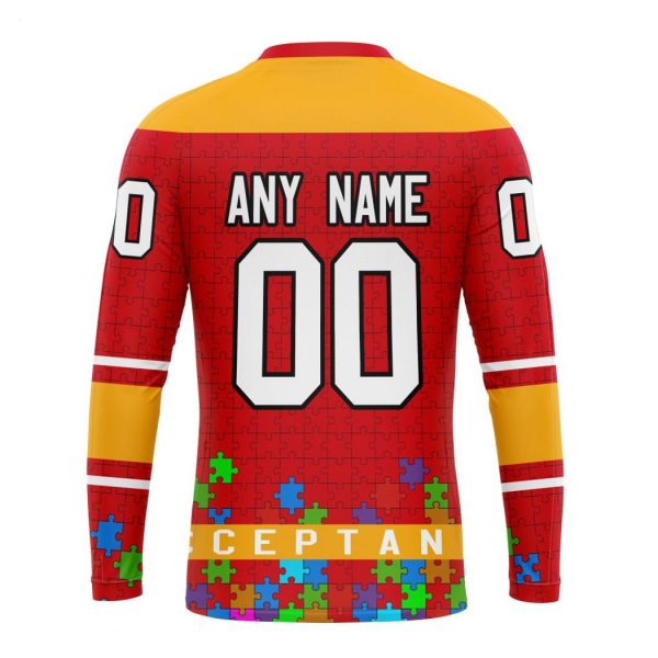 Personalized NHL Calgary Flames Specialized Unisex Kits Hockey Fights Against Autism Hoodie