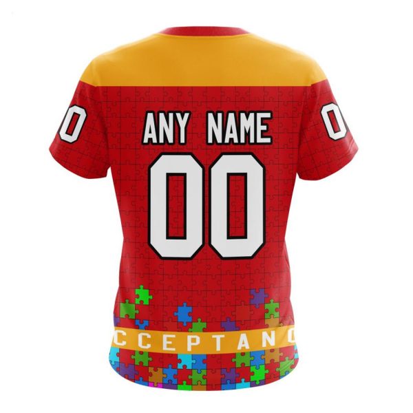 Personalized NHL Calgary Flames Specialized Unisex Kits Hockey Fights Against Autism Hoodie