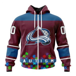 Personalized NHL Colorado Avalanche Specialized Unisex Kits Hockey Fights Against Autism Hoodie