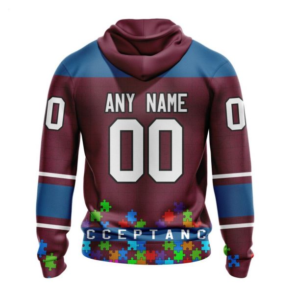 Personalized NHL Colorado Avalanche Specialized Unisex Kits Hockey Fights Against Autism Hoodie