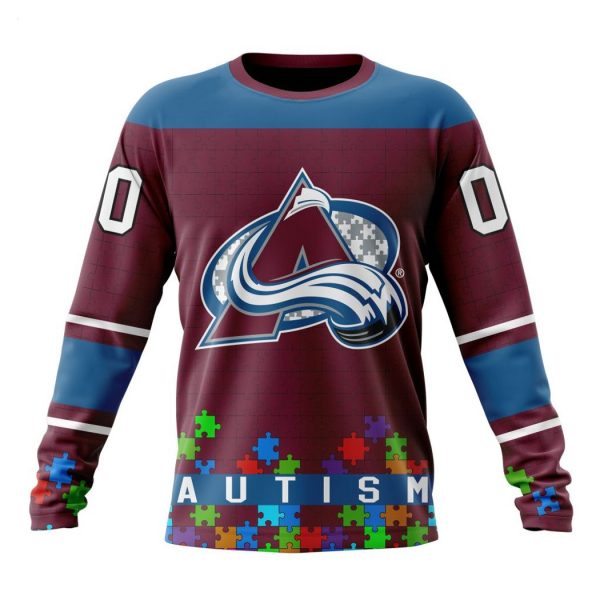 Personalized NHL Colorado Avalanche Specialized Unisex Kits Hockey Fights Against Autism Hoodie