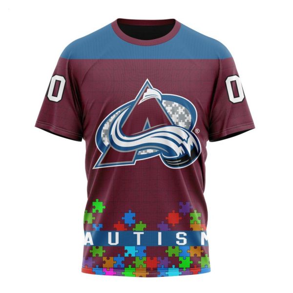 Personalized NHL Colorado Avalanche Specialized Unisex Kits Hockey Fights Against Autism Hoodie