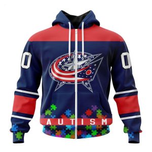Personalized NHL Columbus Blue Jackets Specialized Unisex Kits Hockey Fights Against Autism Hoodie