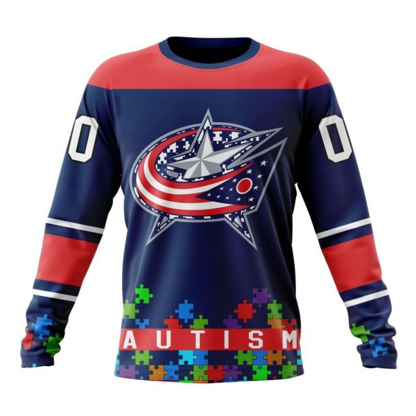 Personalized NHL Columbus Blue Jackets Specialized Unisex Kits Hockey Fights Against Autism Hoodie