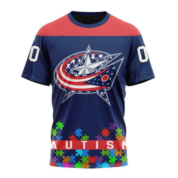 Personalized NHL Columbus Blue Jackets Specialized Unisex Kits Hockey Fights Against Autism Hoodie