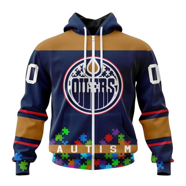 Personalized NHL Edmonton Oilers Specialized Unisex Kits Hockey Fights Against Autism Hoodie