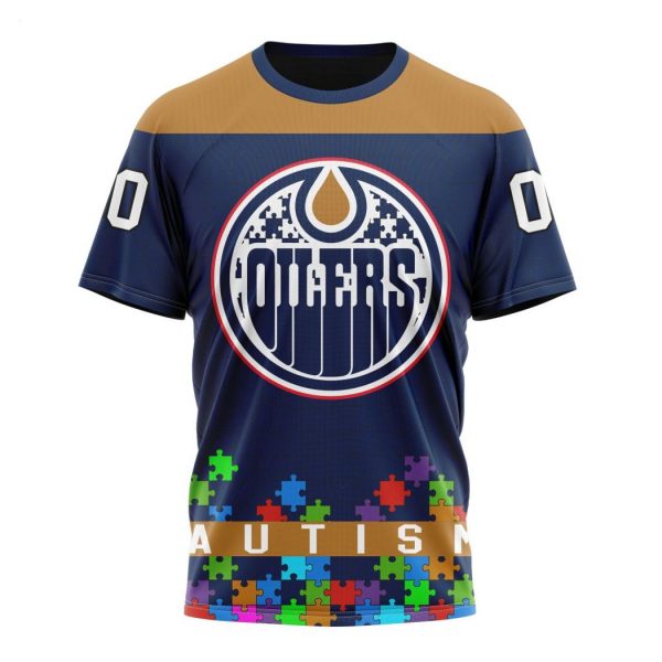 Personalized NHL Edmonton Oilers Specialized Unisex Kits Hockey Fights Against Autism Hoodie