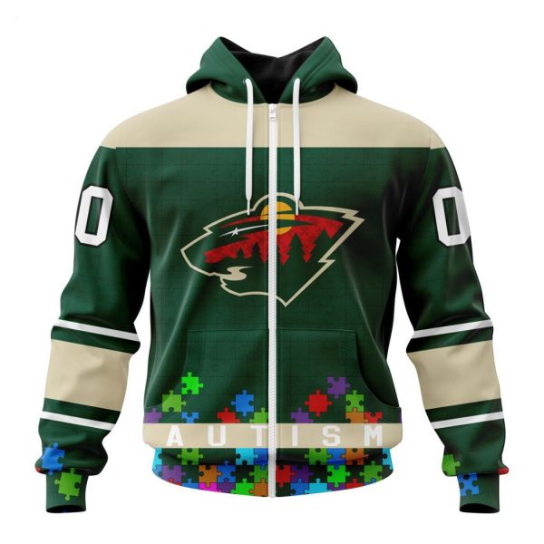 Personalized NHL Minnesota Wild Specialized Unisex Kits Hockey Fights Against Autism Hoodie