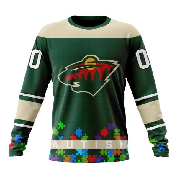 Personalized NHL Minnesota Wild Specialized Unisex Kits Hockey Fights Against Autism Hoodie