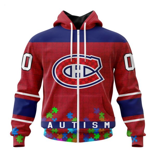 Personalized NHL Montreal Canadiens Specialized Unisex Kits Hockey Fights Against Autism Hoodie