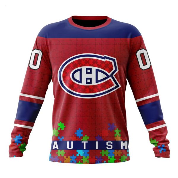 Personalized NHL Montreal Canadiens Specialized Unisex Kits Hockey Fights Against Autism Hoodie