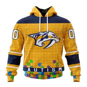 Personalized NHL Nashville Predators Specialized Unisex Kits Hockey Fights Against Autism Hoodie