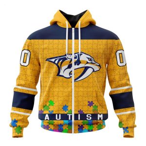 Personalized NHL Nashville Predators Specialized Unisex Kits Hockey Fights Against Autism Hoodie