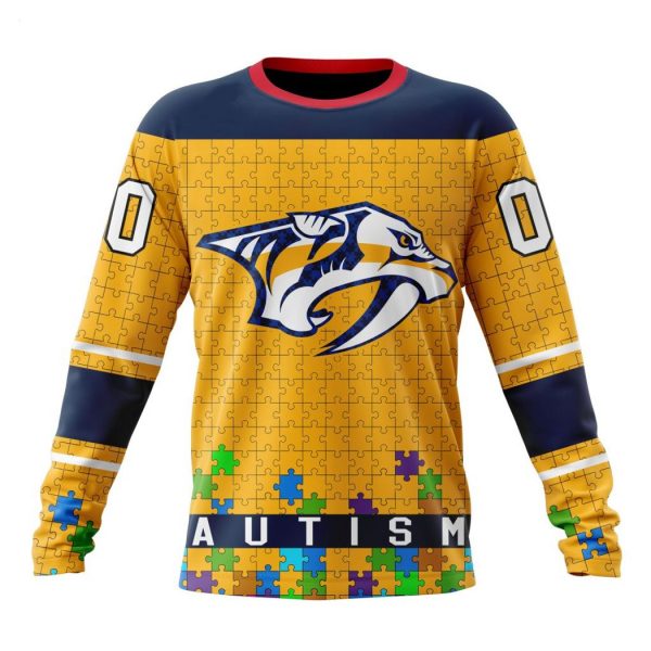 Personalized NHL Nashville Predators Specialized Unisex Kits Hockey Fights Against Autism Hoodie