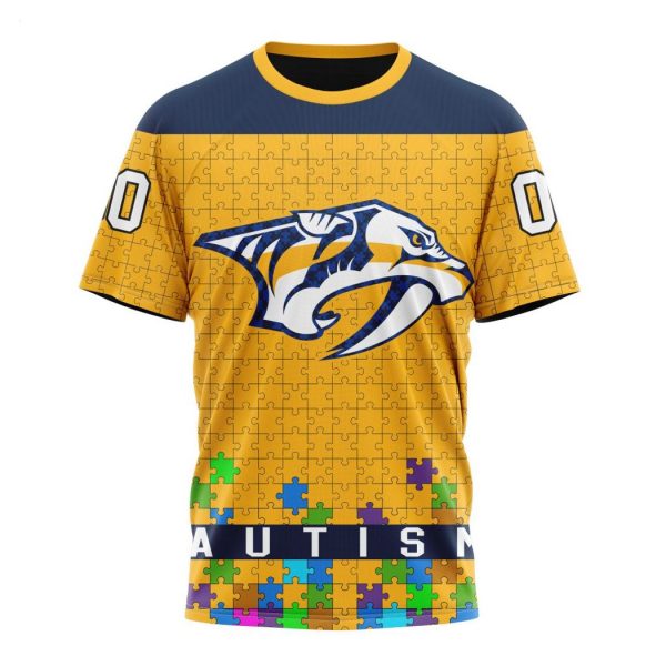 Personalized NHL Nashville Predators Specialized Unisex Kits Hockey Fights Against Autism Hoodie