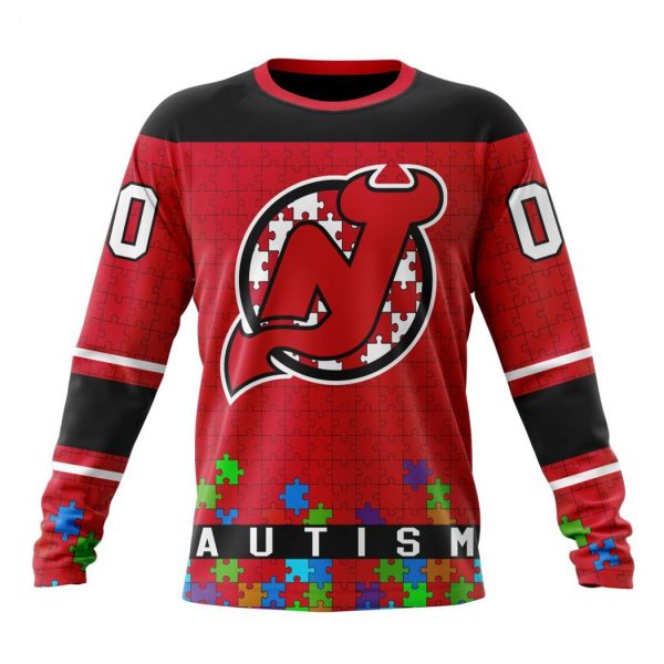 Personalized NHL New Jersey Devils Specialized Unisex Kits Hockey Fights Against Autism Hoodie