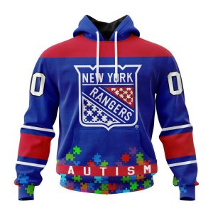 Personalized NHL New York Rangers Specialized Unisex Kits Hockey Fights Against Autism Hoodie