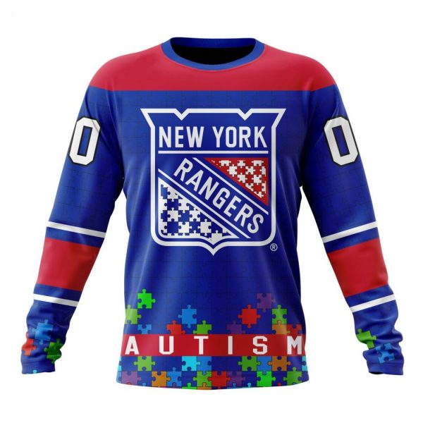 Personalized NHL New York Rangers Specialized Unisex Kits Hockey Fights Against Autism Hoodie