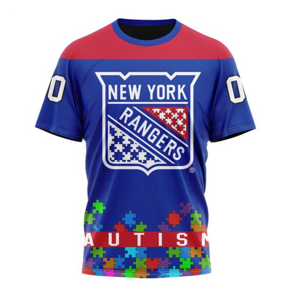 Personalized NHL New York Rangers Specialized Unisex Kits Hockey Fights Against Autism Hoodie