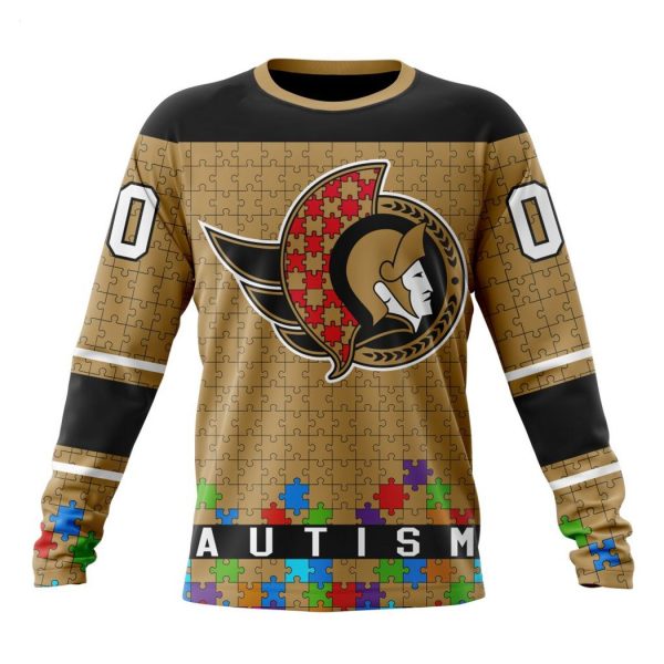 Personalized NHL Ottawa Senators Specialized Unisex Kits Hockey Fights Against Autism Hoodie