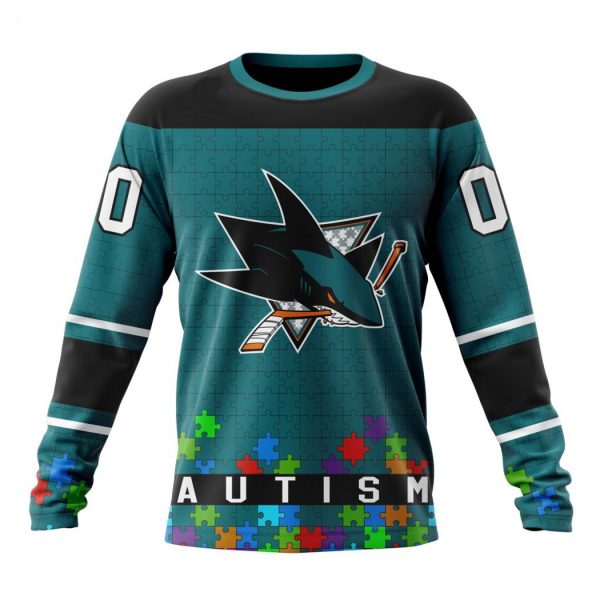 Personalized NHL San Jose Sharks Specialized Unisex Kits Hockey Fights Against Autism Hoodie