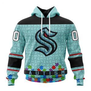 Personalized NHL Seattle Kraken Specialized Unisex Kits Hockey Fights Against Autism Hoodie