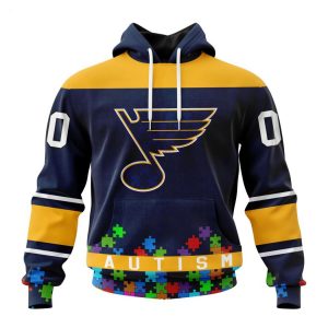 Personalized NHL St. Louis Blues Specialized Unisex Kits Hockey Fights Against Autism Hoodie